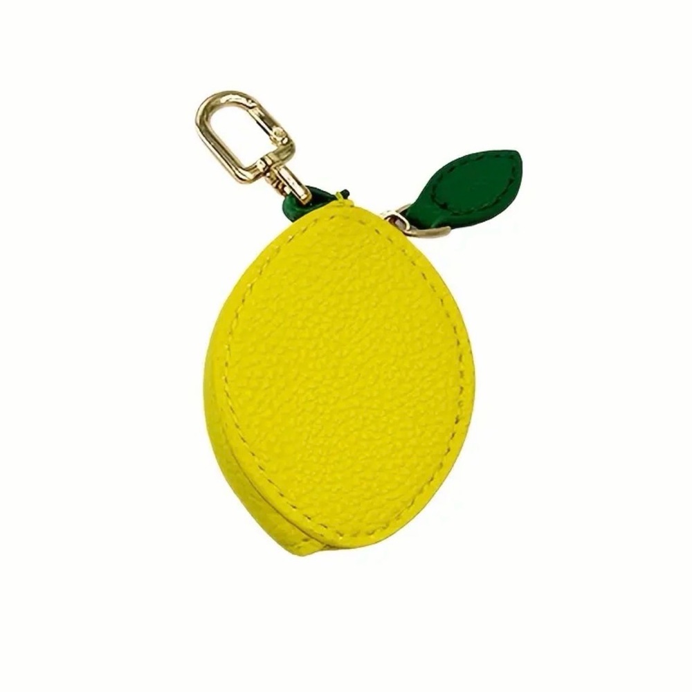 Lemon Purse Bag Charm Keychain Zippered Coin Pouch Airbuds AirTag NWT